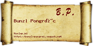 Bunzl Pongrác névjegykártya